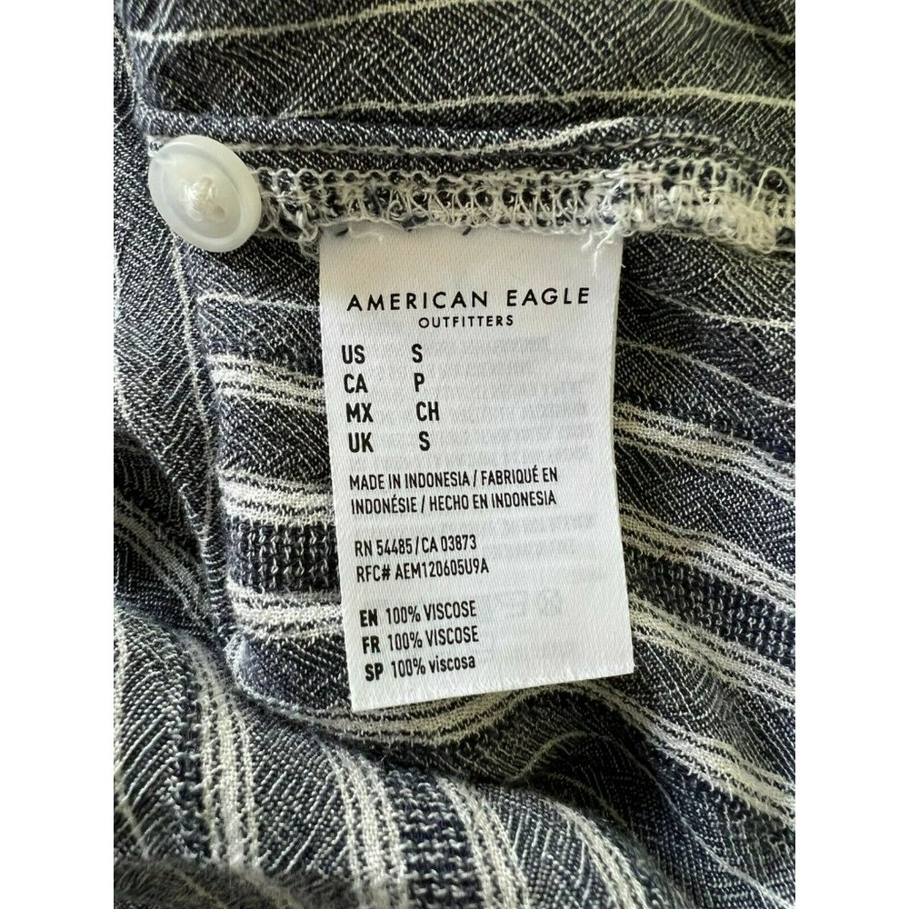 AMERICAN EAGLE OUTFITTERS  Button Front Tie Waist Stripe Gray White Small - Picture 8 of 12